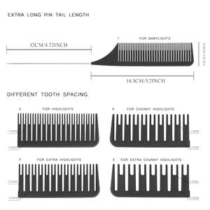 Vellen Weave Tail Comb 5 Set- Perfect for All High Lights - Black