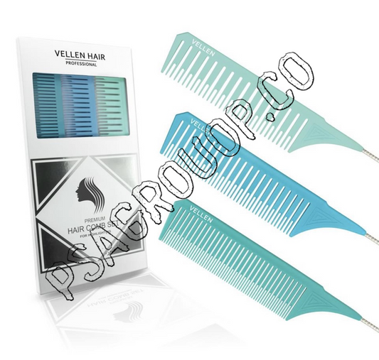 Vellen Weave Tail Comb 3 Set- Perfect for All High Lights - Green Mint Blue