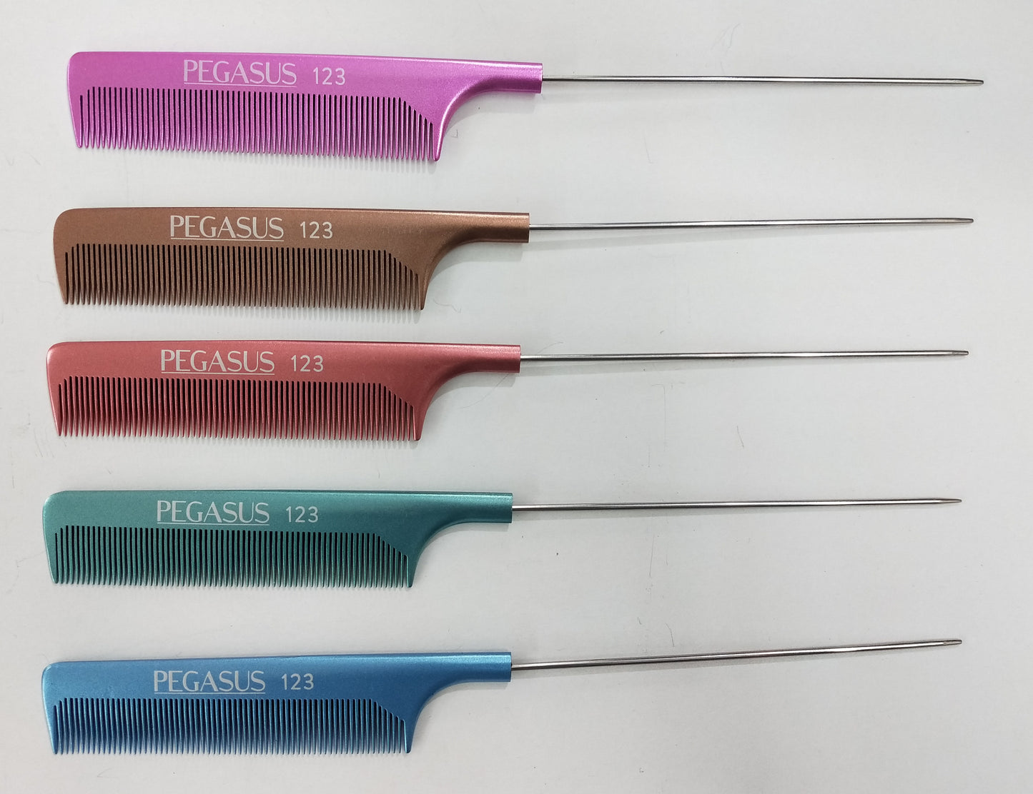 Pegasus 123/7 Extra Long Metal Tail Comb - Metallic Blue