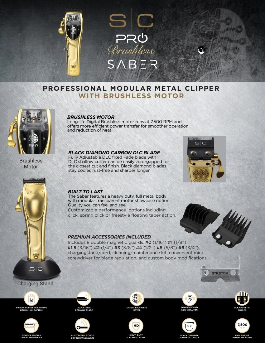 Style Craft Saber Cordless Digital Brushless Motor Metal Clipper