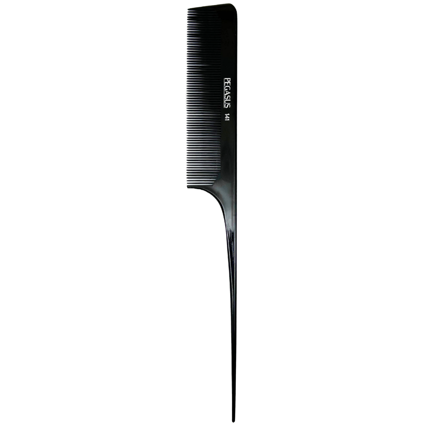 Pegasus 141 Hard Rubber Rattail Comb with Longer Fine Teeth - Black