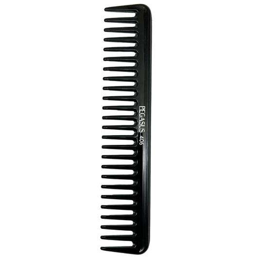 Pegasus 406 Hard Rubber Spaced Teeth Penetrating Comb - Black