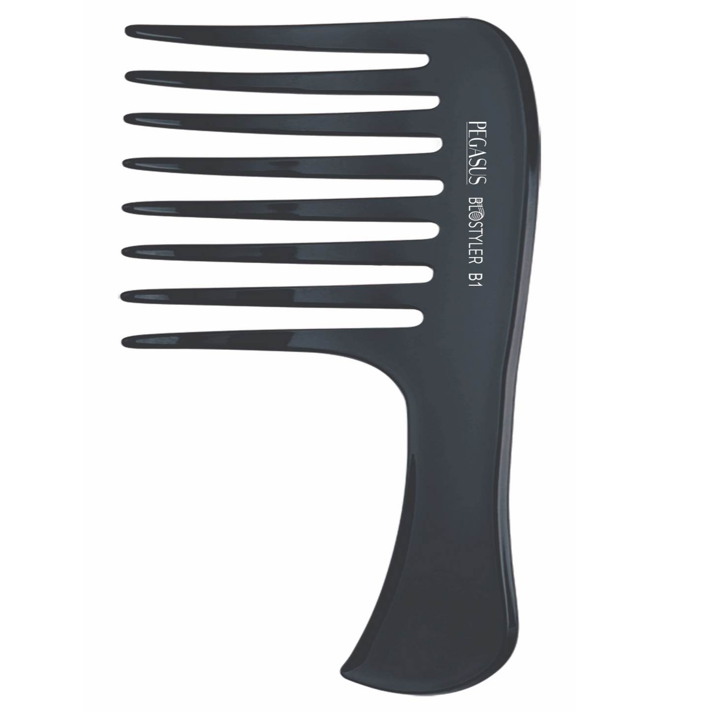 Pegasus B1 Hard Rubber Spaced Teeth Penetrating Comb with Curved Teeth - Black
