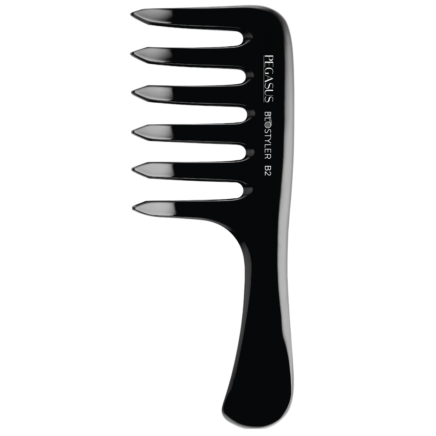 Pegasus B2 Hard Rubber Blo Styler Comb with Curved Teeth - Black