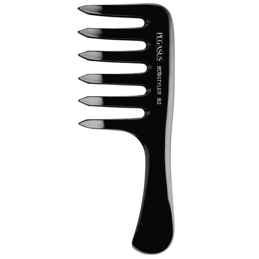 Pegasus B2 Hard Rubber Blo Styler Comb with Curved Teeth - Black