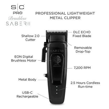 NEW StyleCraft Saber 2.0 Clipper & Trimmer Combo - Black