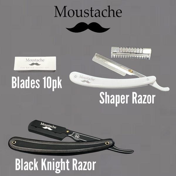 *Moustache Black Knight Straight Shave Razor