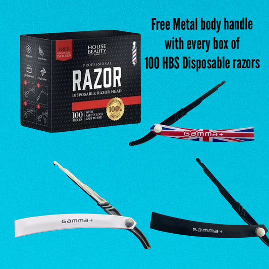 HBS DISPOSABLE RAZOR - Box of 100 Disposable Blades plus FREE Metal Handle