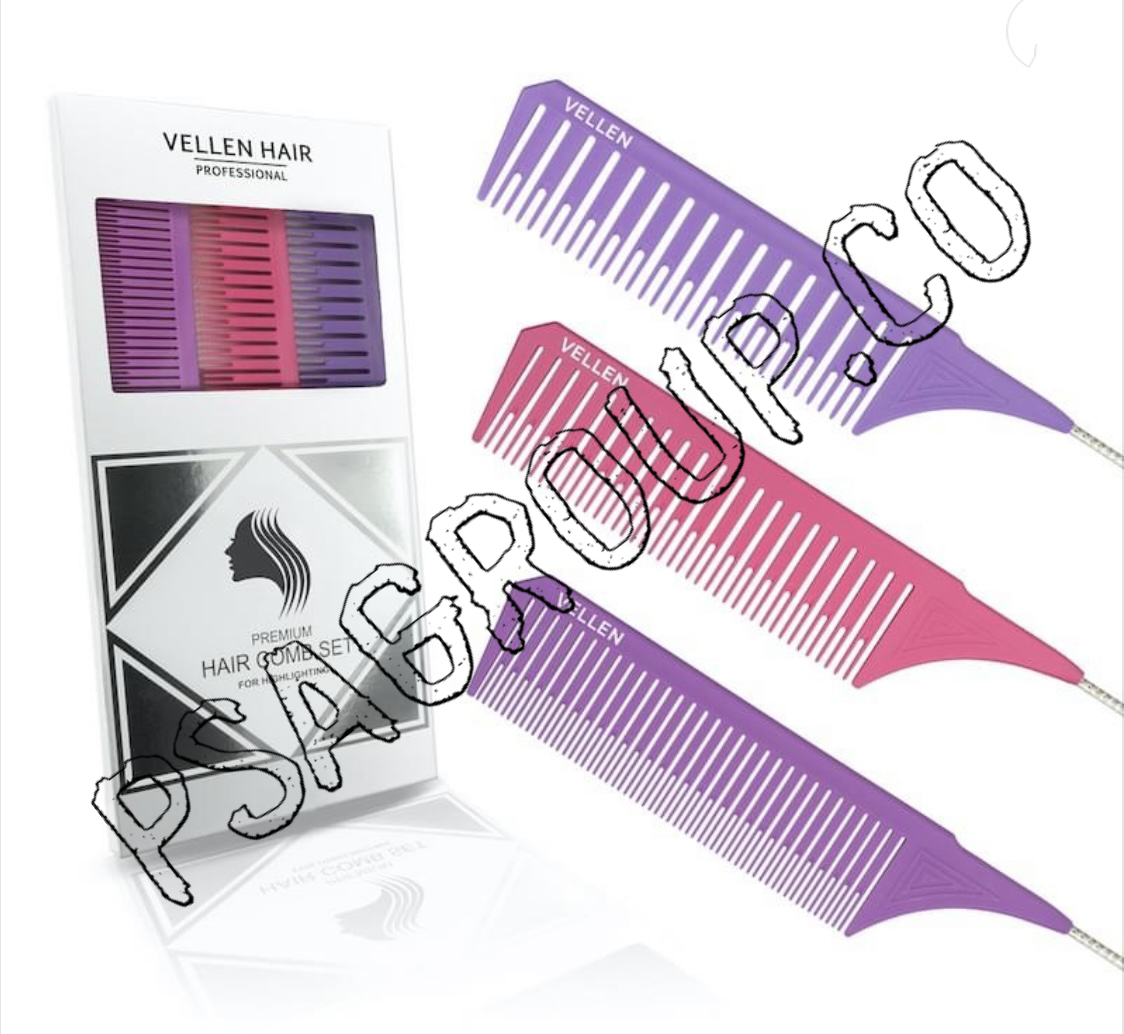 Vellen Weave Tail Comb 3 Set- Perfect for All High Lights - Purple Rose Violet