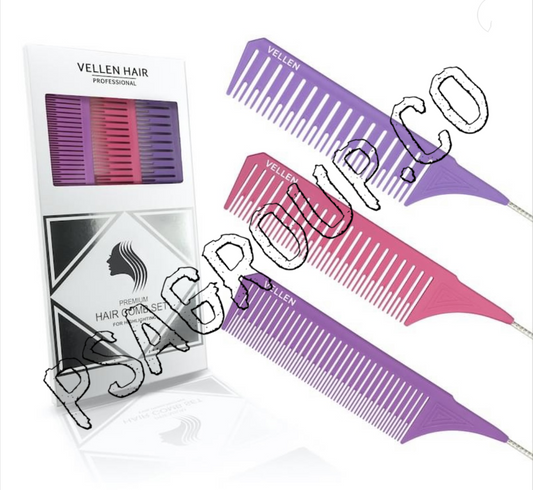 *Vellen Weave Tail Comb 3 Set- Perfect for All High Lights - Purple Rose Violet