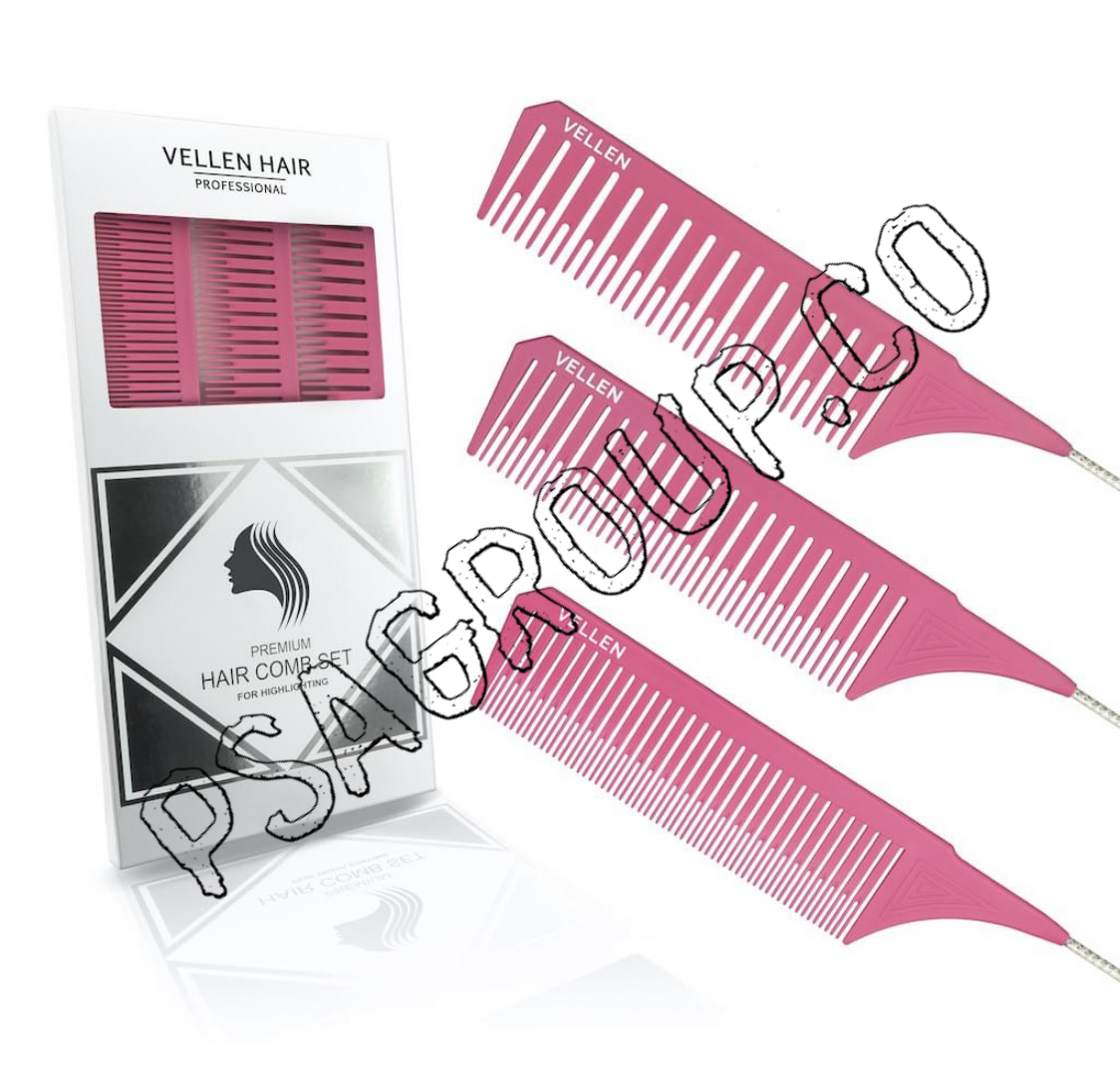 Vellen Weave Tail Comb 3 Set- Perfect for All High Lights - Pink