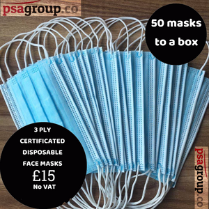 3 Ply Disposable Face Masks Box of 50