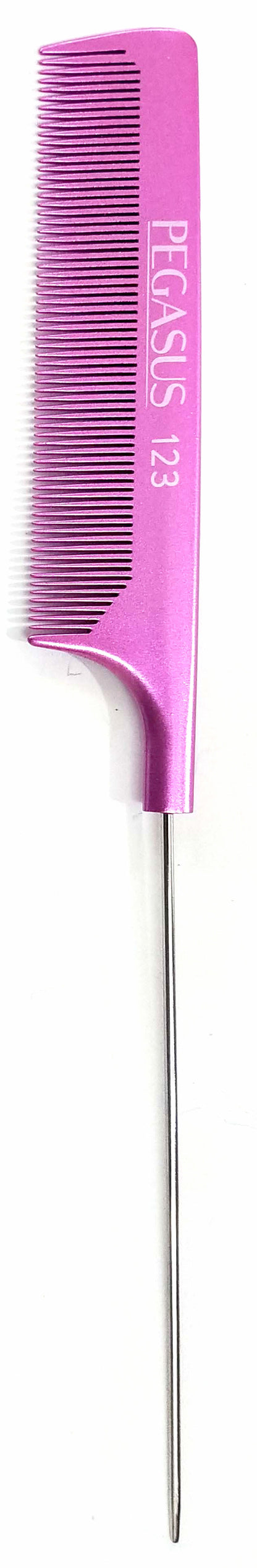 Pegasus 123/7 Extra Long Metal Tail Comb - Metallic Pink