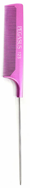 *Pegasus 123/7 Extra Long Metal Tail Comb - Metallic Pink