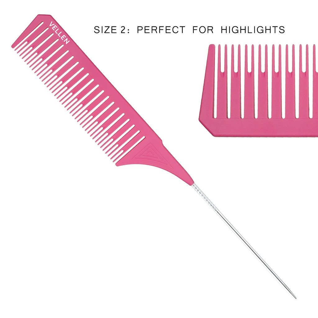 Vellen Weave Tail Comb 3 Set- Perfect for All High Lights - Pink