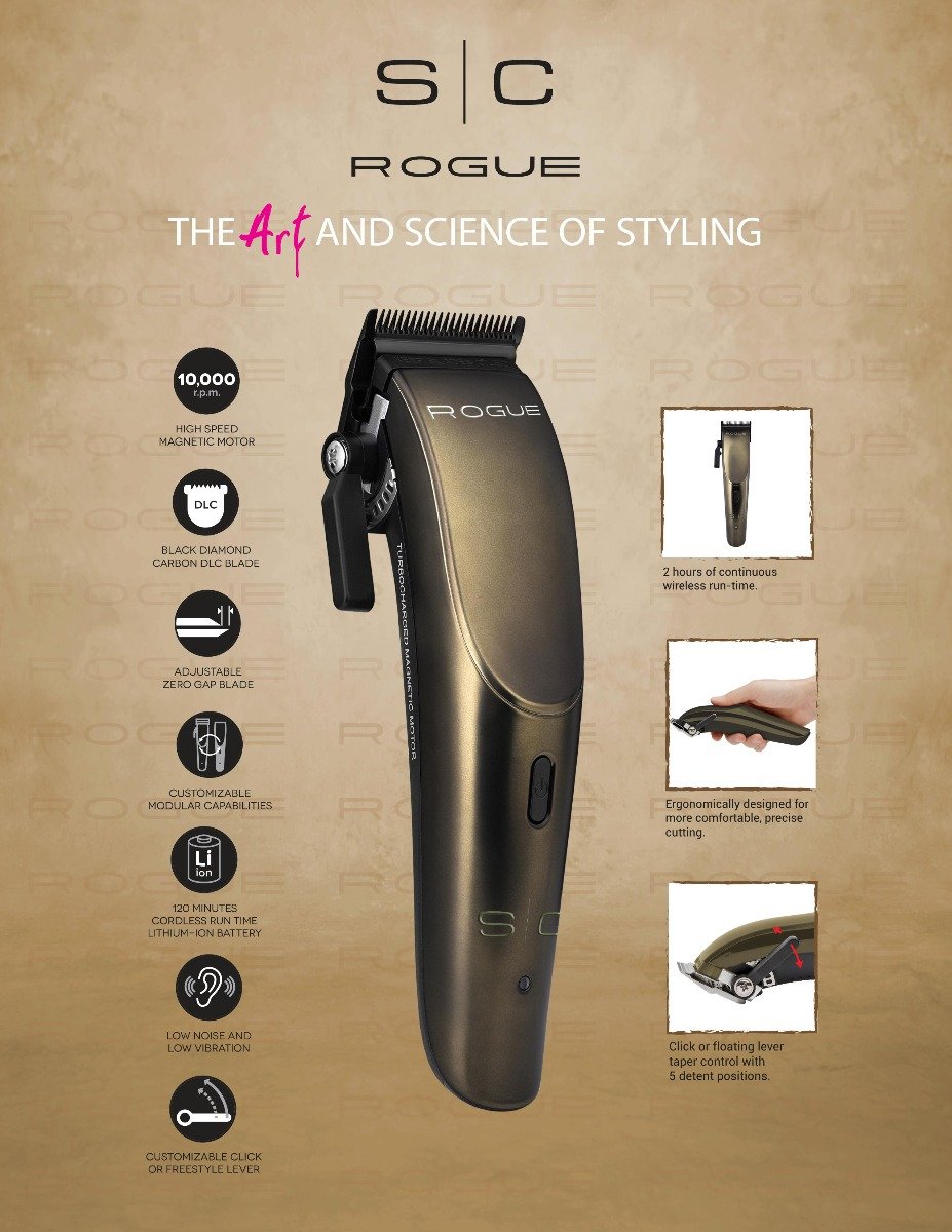 SC Stylecraft Rogue Professional Magnetic Cordless Hair Clipper Matte Gunmetal