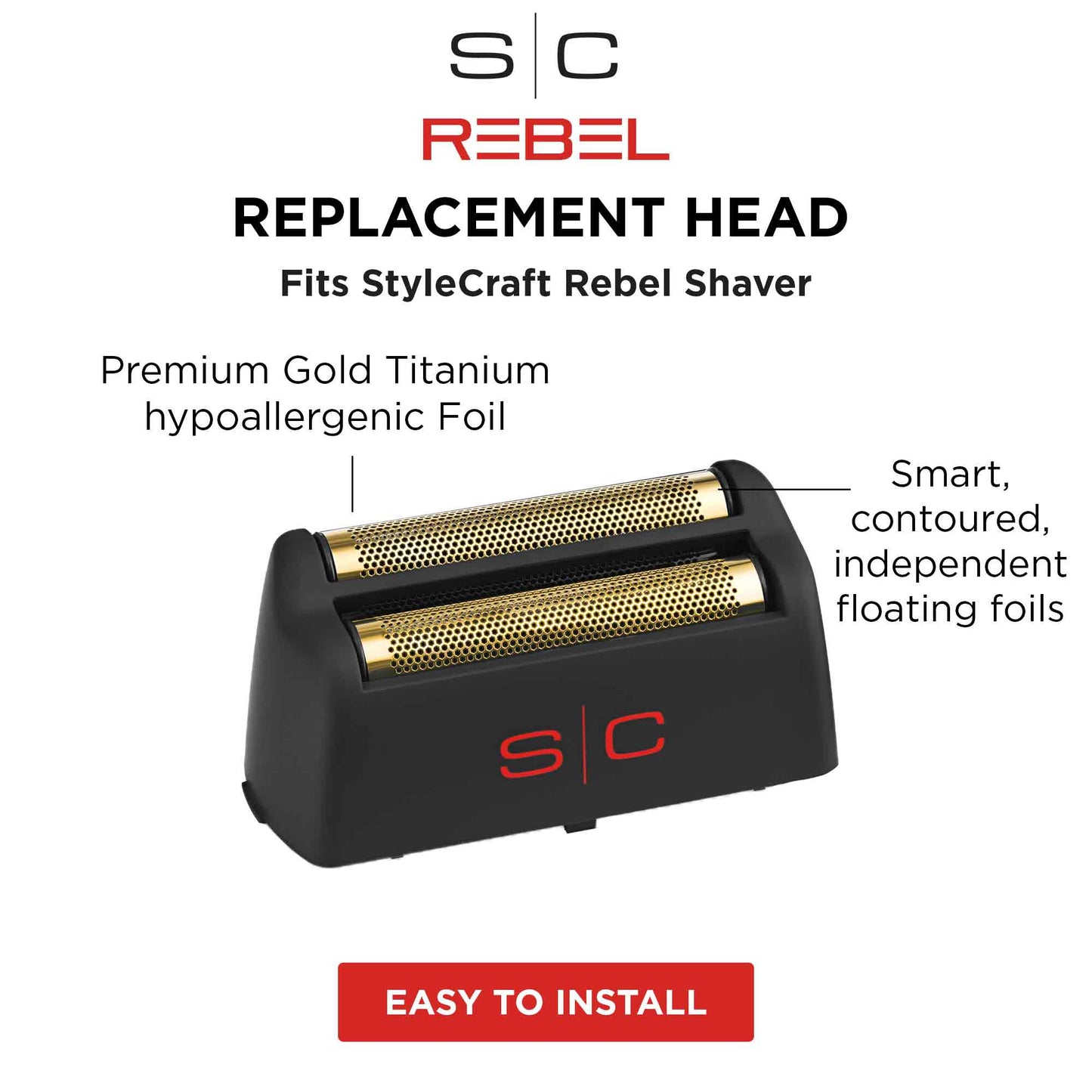 SC StyleCraft Rebel Foil Shaver Replacement Gold Titanium Head