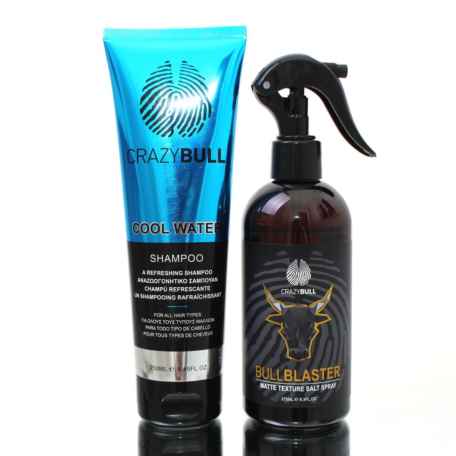 *Crazy Bull Spray, Style & Cool Water Shampoo Combo